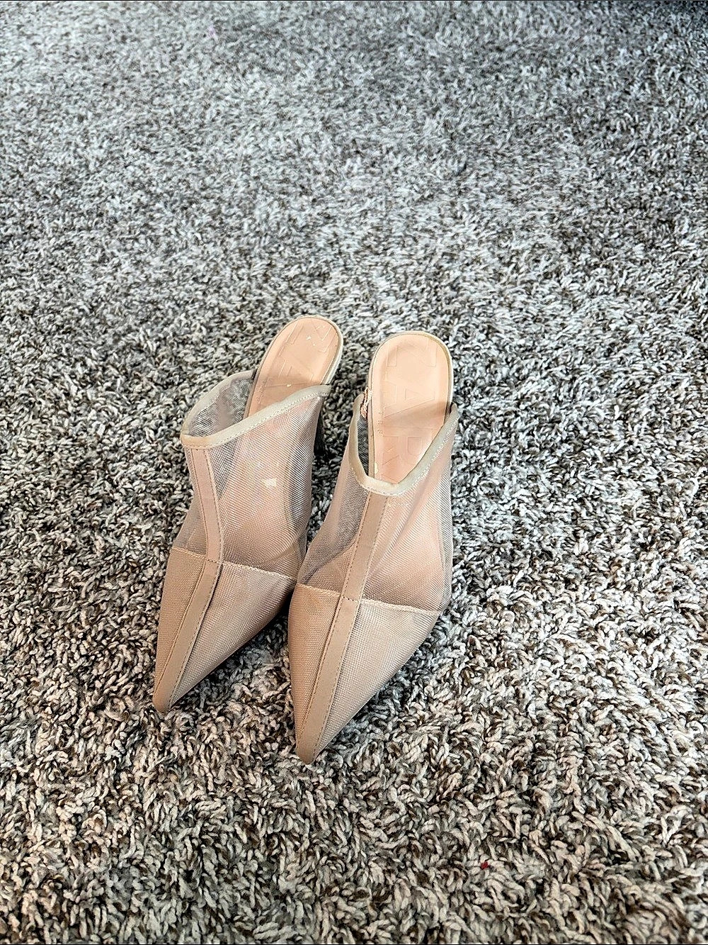 Zara Mesh Mule with Bow Pointed Toe Heels in Pink